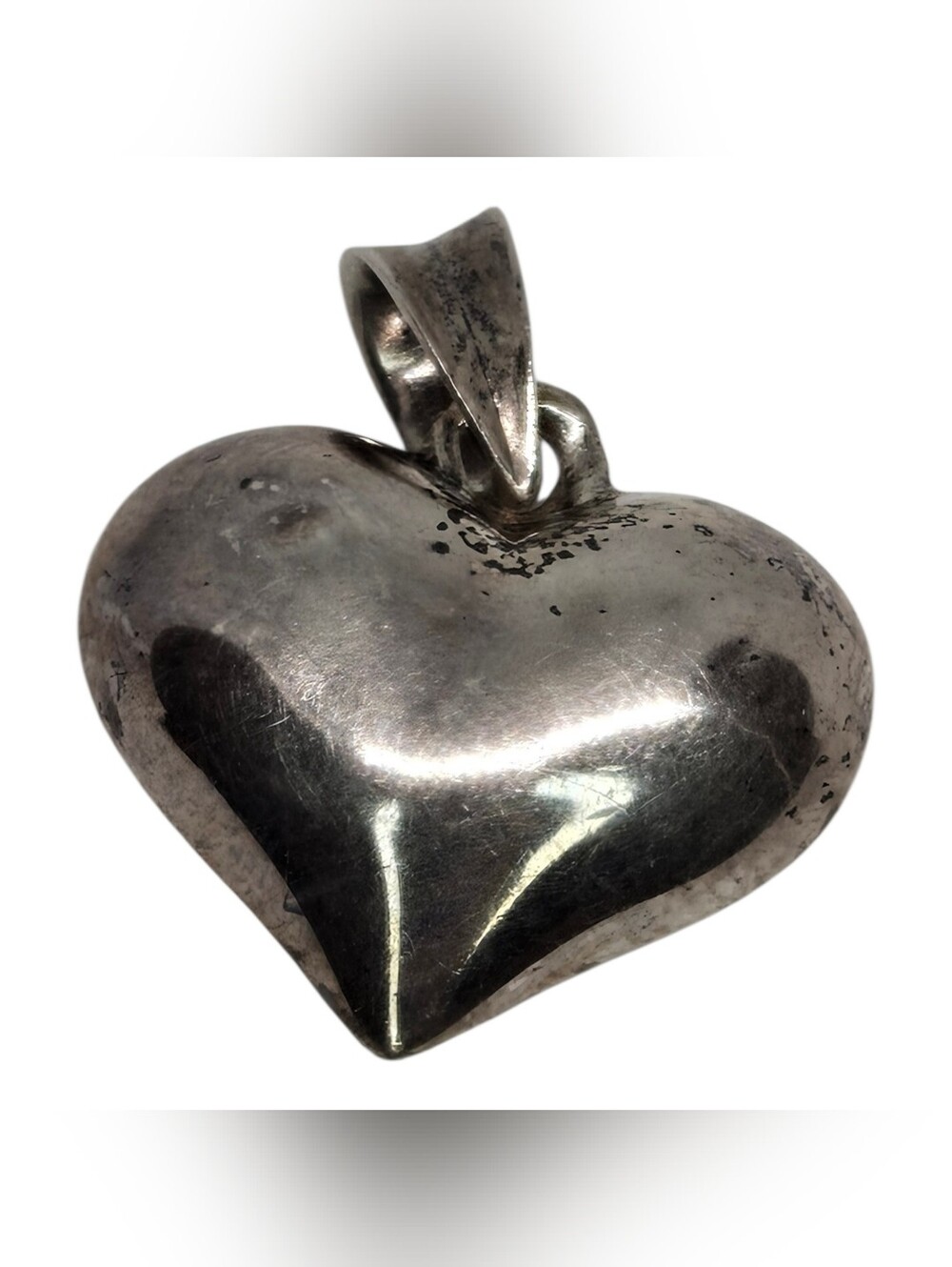 Sterling Silver 3D Puffed Heart Pendant 925 Silver Heart Charm